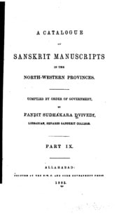 Cover of A Catalogue of Sanskrit manuscripts in the Norte-western provinces pt. 9, 1885