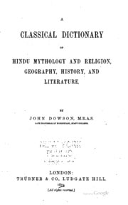 Cover of A Classical Dictionary of Hindu Mythology and Religion, Geography, History