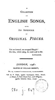 Cover of A COLLECTION OF ENGLISH SONGS WITH AN APPENDIX OF ORIGINAL PIECES