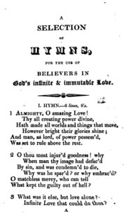 Cover of A Collection of Hymns for the Use of Believers in Gods̓ Infinite and Immutable Love Manifested