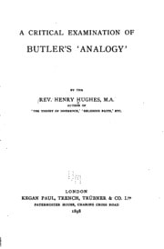 Cover of A Critical Examination of Butler's 'Analogy,'