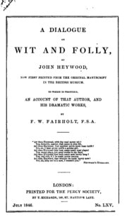 Cover of A Dialogue on Wit and Folly