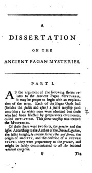 Cover of A dissertation on the ancient pagan mysteries