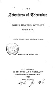 Cover of The adventures of Telemachus: Pope's Homer's Odyssey, books i.-iv., with notes