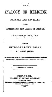 Cover of The Analogy of Religion, Natural and Revealed, to the Constitution and Course of Nature: to