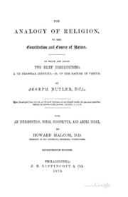Cover of The Analogy of Religion to the Constitution
