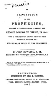 Cover of An Exposition of the Prophecies: Supposed by William Miller to Predict the Second Coming of