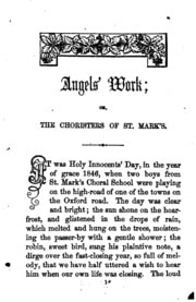 Cover of Angels' Work, Or, The Choristers of St. Mark's