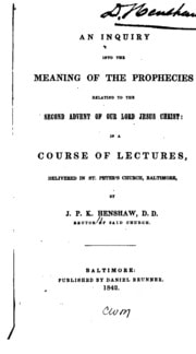 Cover of An Inquiry Into the Meaning of the Prophecies Relating to the Second Advent of Our Lord Jesus Christ