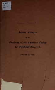 Cover of Annual address of the president of the American society for psychical research