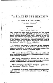 Cover of A Place in Thy Memory
