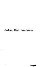 Cover of Archaic rock inscriptions