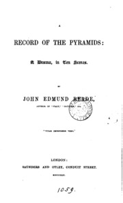 Cover of A record of the pyramids: a drama