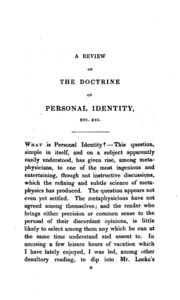 Cover of A review of the doctrine of personal identity, by an old ex-scholar of Trinity college, Dublin
