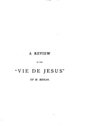Cover of A review of the 'Vie de Jésus' of m. Renan