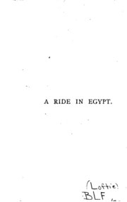 Cover of A Ride in Egypt, from Sioot to Luxor in 1879: With Notes on the Present
