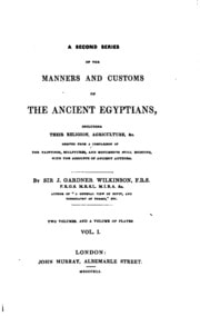 Cover of A Second Series of the Manners and Customs of the Ancient Egyptians, Including Their Religion