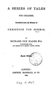Cover of A series of tales for children, tr. from the Germ. by R.C. Hales