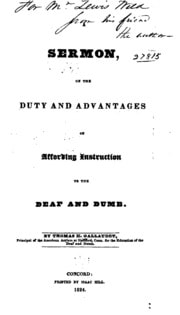 Cover of A Sermon on the Duty and Advantages of Affording Instruction to the Deaf and Dumb