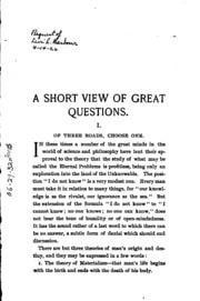 Cover of A short view of great questions
