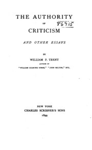 Cover of The Authority of Criticism, and Other Essays