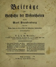 Cover of Beiträge zur Geschichte der Wissenschaften in der Mark Brandenburg
