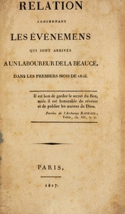 Cover of Relation concernant les événemens qui sont arrivés à un laboureur de la Beauce, dans les premiers mois de 1816