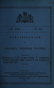 Cover of Specification of Adolphus Theodore Wagner