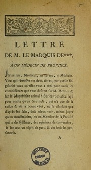 Cover of Lettre de M. le Marquis de ***