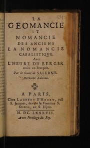 Cover of La geomancie et nomancie des anciens. La nomancie cabalistique. Avec L'heure du berger