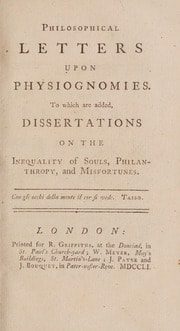 Cover of Philosophical letters upon physiognomies