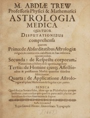 Cover of Abdiae Trew Astrologia medica quatuor disputationibus