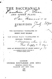 Cover of The Bacchanals and Other Plays