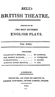 Cover of Bell's British Theatre