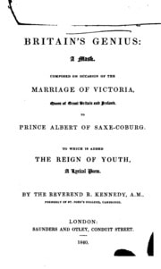 Cover of Britain's Genius: A Mask Composed on Occasion of the Marriage of Victoria, Queen of Great