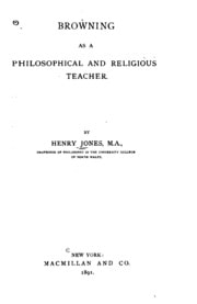 Cover of Browning as a Philosophical and Religious Teacher