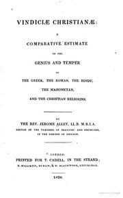 Cover of Vindiciae Christianae: a comparative estimate of the genius and temper of the Greek, the Roman, the Hindu, the Mahometan, and the Christian religions