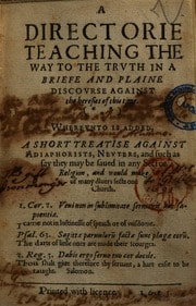Cover of A Directorie Teaching the Way to the Truth in a Briefe and Plaine Discourse Against the Heresies of this Time. Where Vnto is Added, a Short Treatise Against Adiaphorists, Neuters, and Such as Say They May be Saued in Any Sect Or Religion, and Would Make of Many Diuers Sects One Church