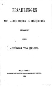 Cover of Erzählungen aus altdeutschen Handschriften [microform]