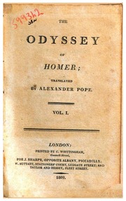 Cover of The Odyssey of Homer Translated by Alexander Pope. Vol. 1. 3