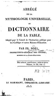 Cover of Abrègé de la mythologie universelle