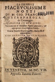 Cover of Le tredici piaceuolissime notti di M. Gio. Francesco Straparola da Carauaggio