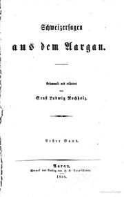 Cover of Schweizersagen aus dem Aargau. Gesammelt und erlauetert