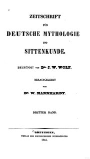 Cover of Zeitschrift für deutsche Mythologie und Sittenkunde
