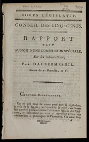 Cover of Rapport fait au nom d'une commission spéciale sur les inhumations