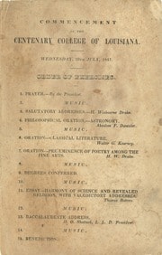 Cover of Commencement Exercises of Centenary College of Louisiana