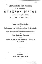 Cover of Charakteristik der Personen in der altfranzösischen Chanson d'Aiol mit Zusammenstellung der bezüglichen Epitheta ornanti
