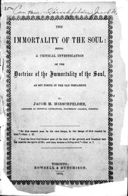 Cover of The immortality of the soul [microform]