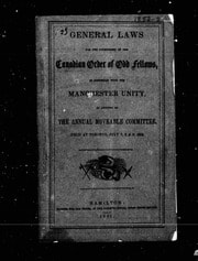 Cover of General laws for the government of the Canadian Order of Odd Fellows, in connexion with the Manchester Unity [microform]