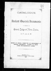 Cover of Catalogue of ancient masonic documents in possession of Grand Lodge of Nova Scotia, A.F. and A.M. [microform]
